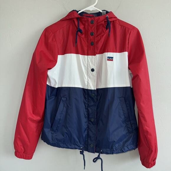 Levi's Jackets & Blazers - Levi's Red White & Blue Rain Slicker Jacket Windbreaker Hooded Women’s S